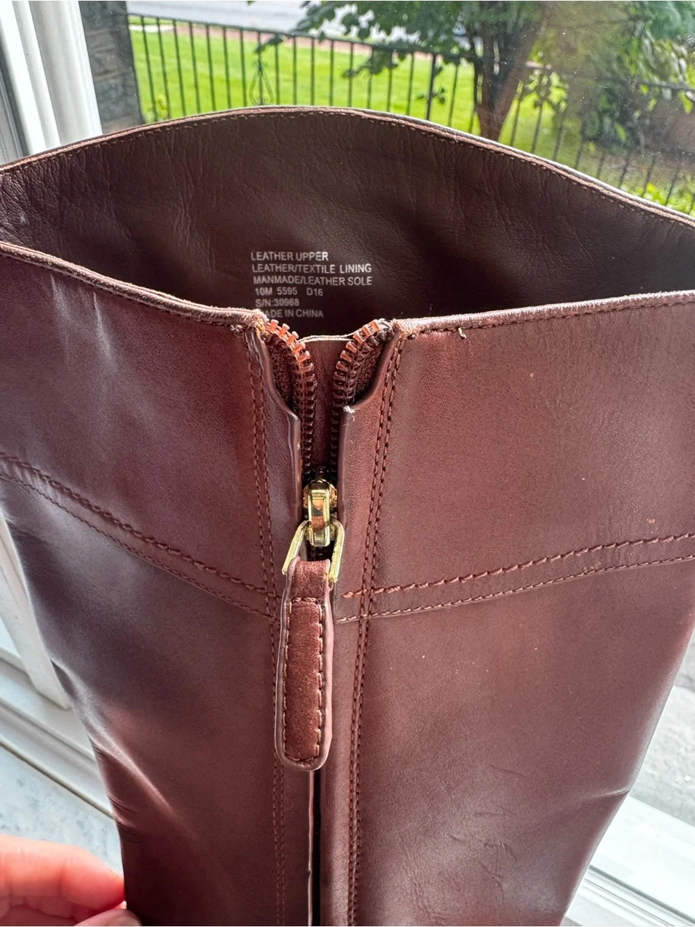 Tory Burch Chestnut Brown Leather Knee Boots with Logo Medallion